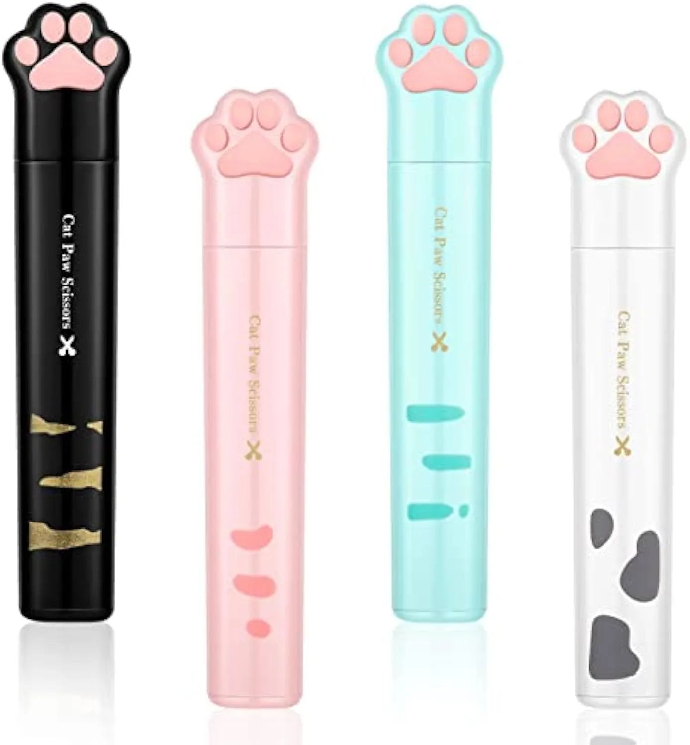 Cat paw mini folding scissors with stainless steel blades in four colour options