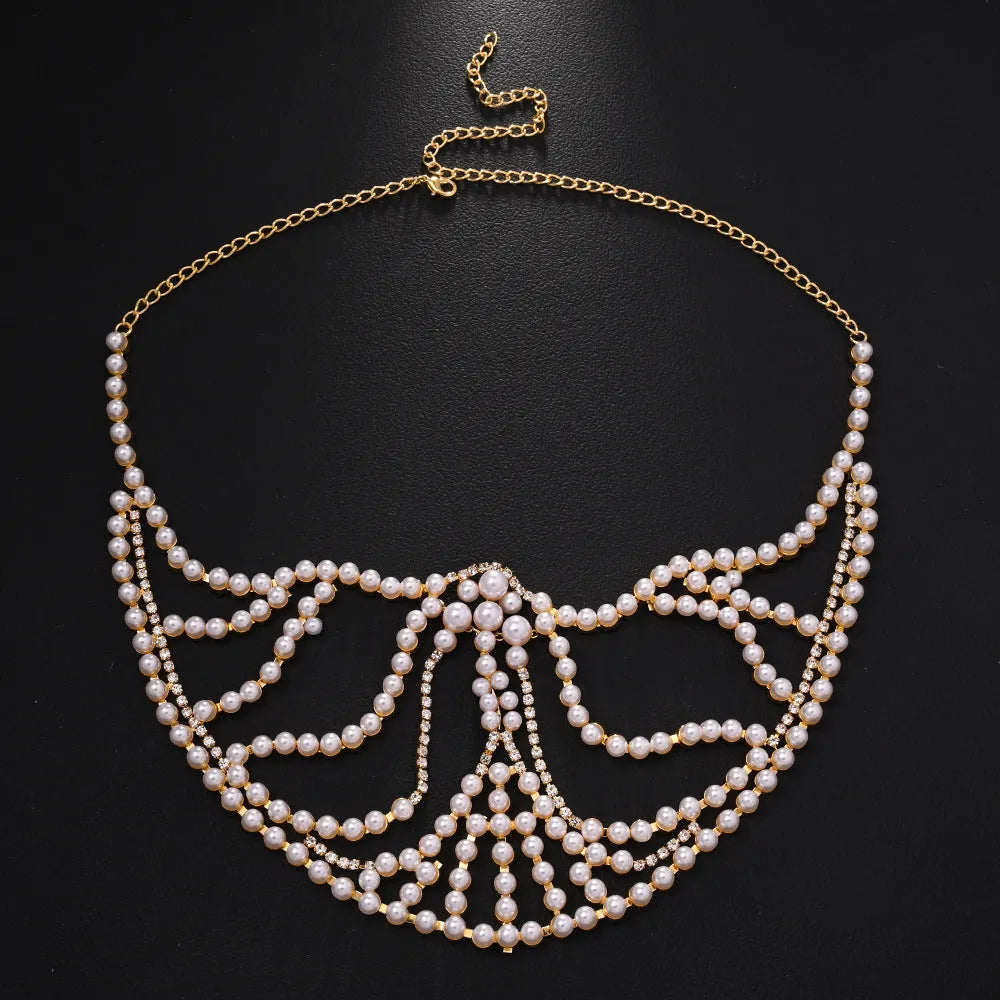Geometric alloy mask with electroplated finish and gemstone decoration in silver colour