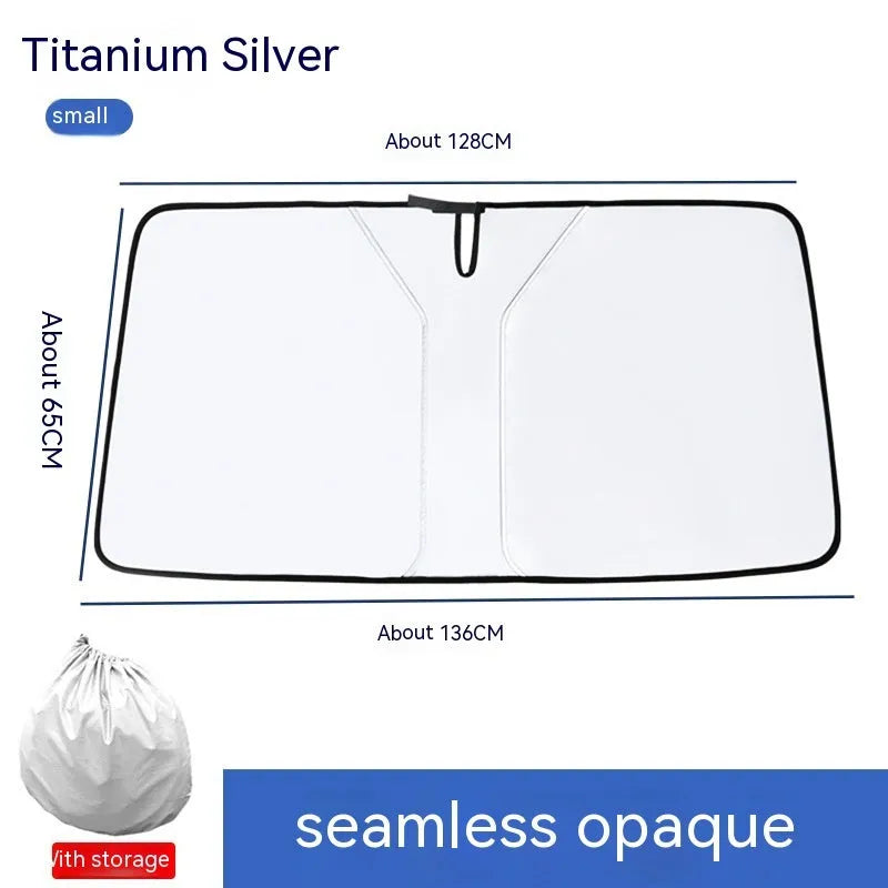 Double ring car front shield sun protection in titanium silver NC fabric