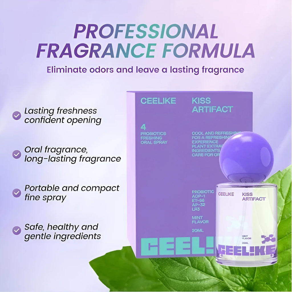 20ml probiotics oral care spray in compact packaging measuring 4.7x4.7x10cm