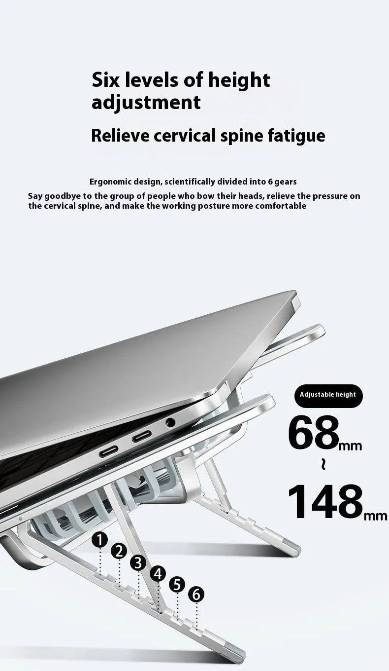Silver aluminium portable laptop cooling stand with twin fans and adjustable height mechanism