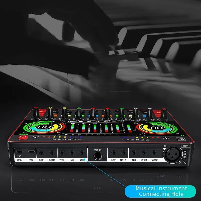 G4 professional USB sound card and capacitor microphone set with colour LCD display and remote control.