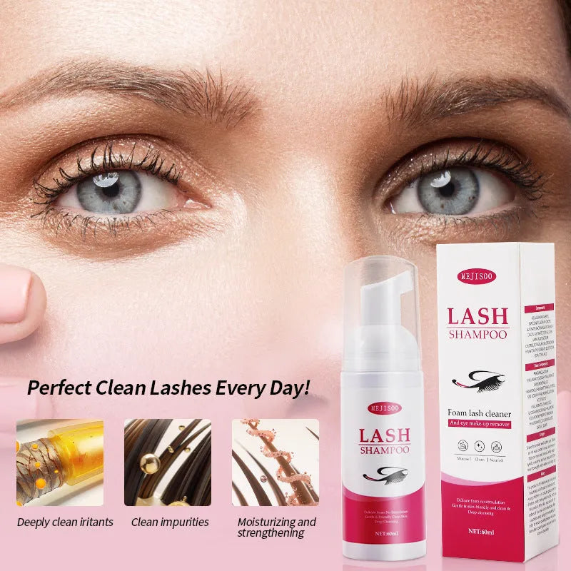 60ml lash shampoo mousse bottle with pump applicator for eyelash extension cleaning