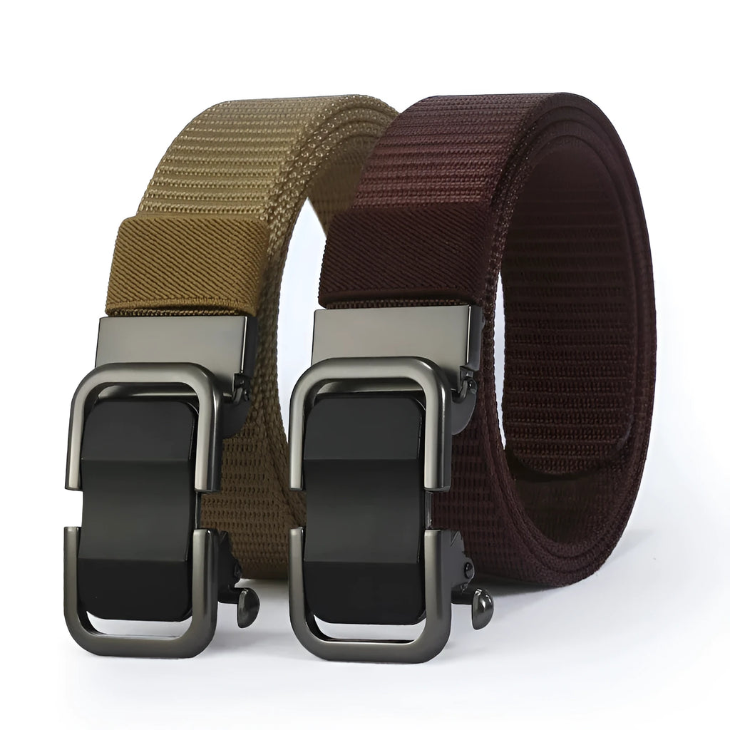 Toothless nylon canvas men's belt with alloy buckle in multiple colour options measuring 120cm