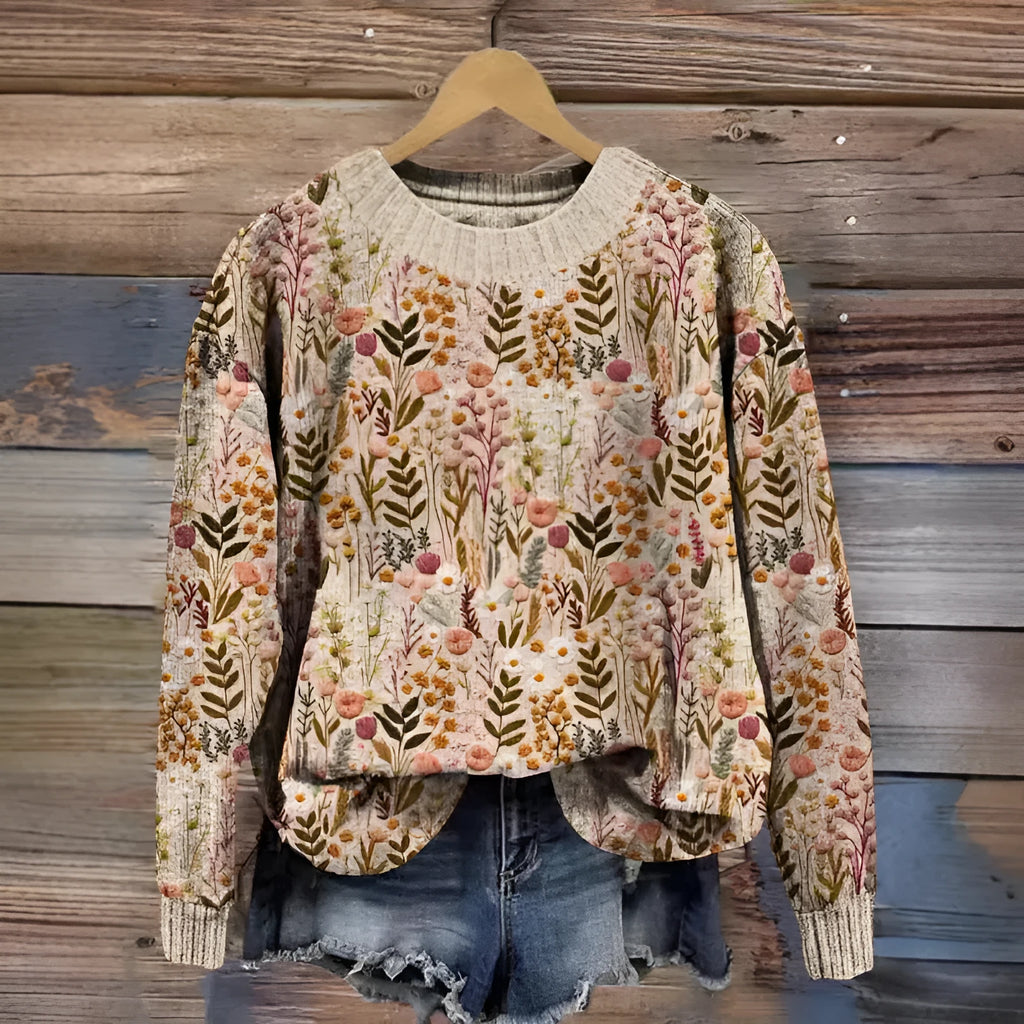 Little Flower digital printed round neck sweater in a colour from the YPM935 series.
