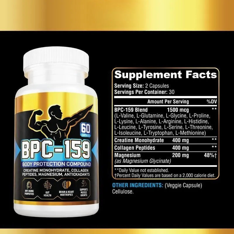 Body energy supplement capsules in bottle suitable for any skin type