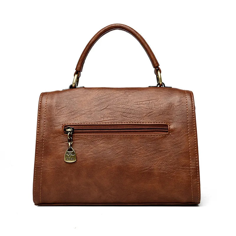 Soft PU leather women's crossbody bag in a retro horizontal square shape, shown in various colours.
