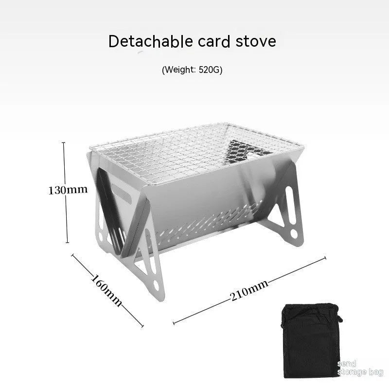 Stainless steel folding barbecue oven with large grill and storage bag for outdoor cooking