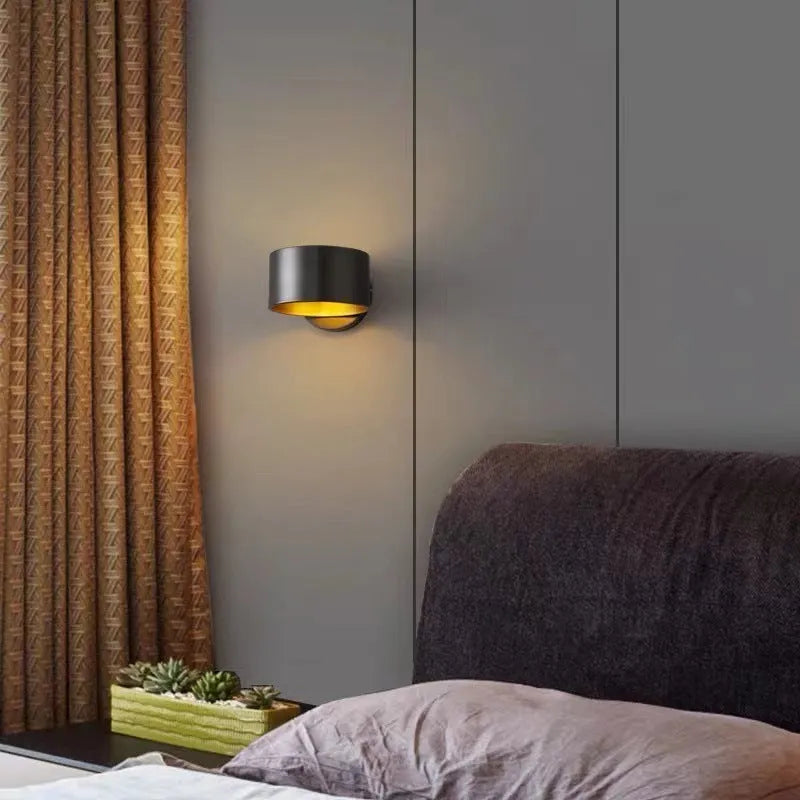 Modern copper wall lamp in black or gold finish for living room accent lighting