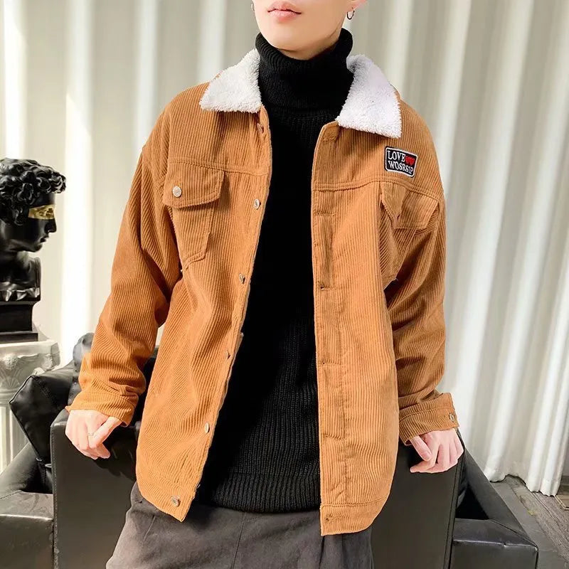 Men's corduroy workwear jacket in loose fit with regular sleeves