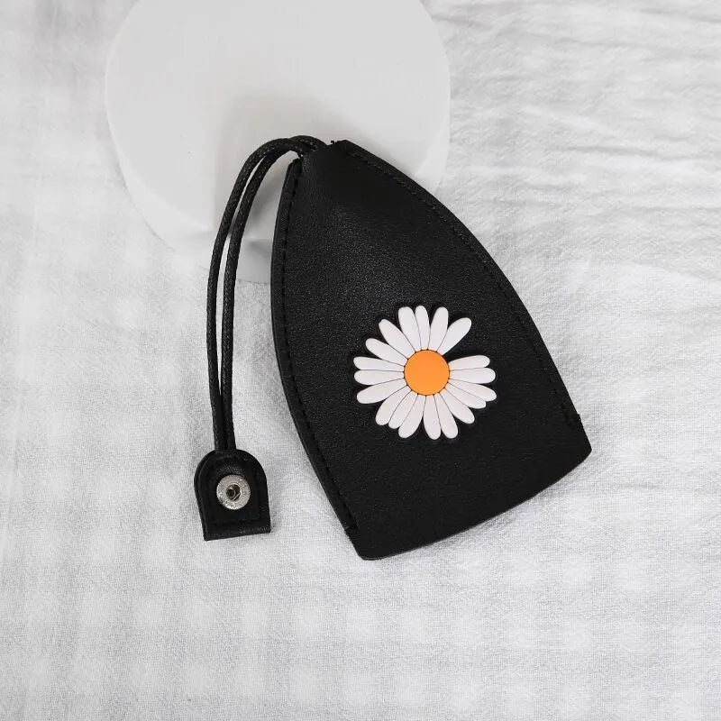 Cartoon-themed PU leather car key case with pull-out mechanism measuring 14x7.5 cm
