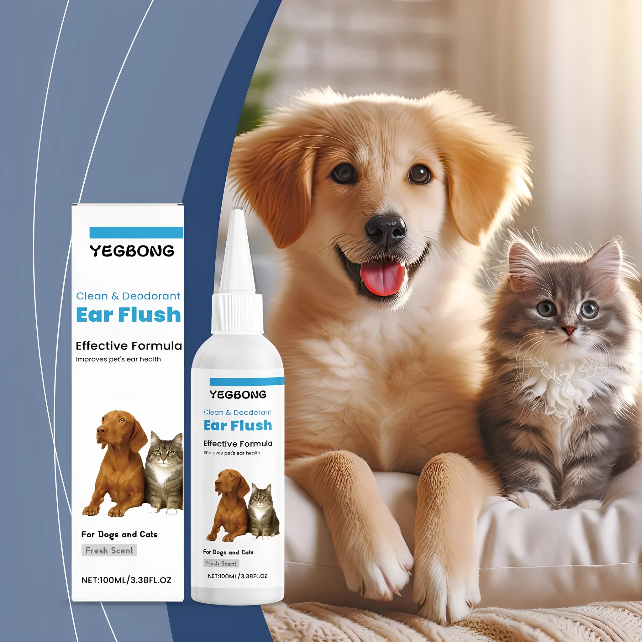 100ml bottle of dog and cat ear cleaning solution for gentle earwax removal