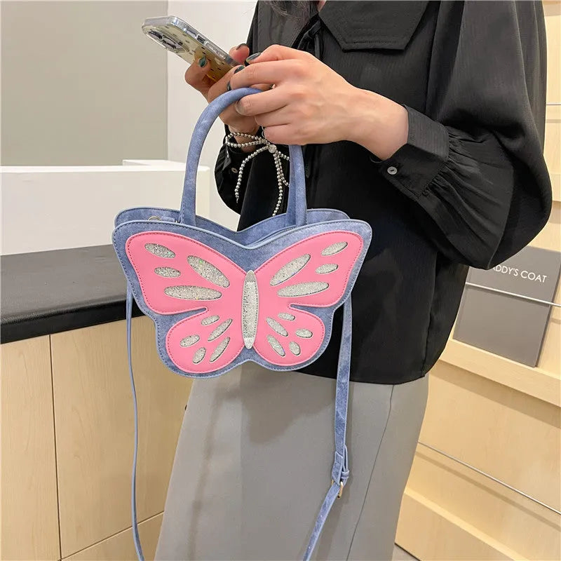 Square crossbody shoulder bag in PU material showing contrast colour elements