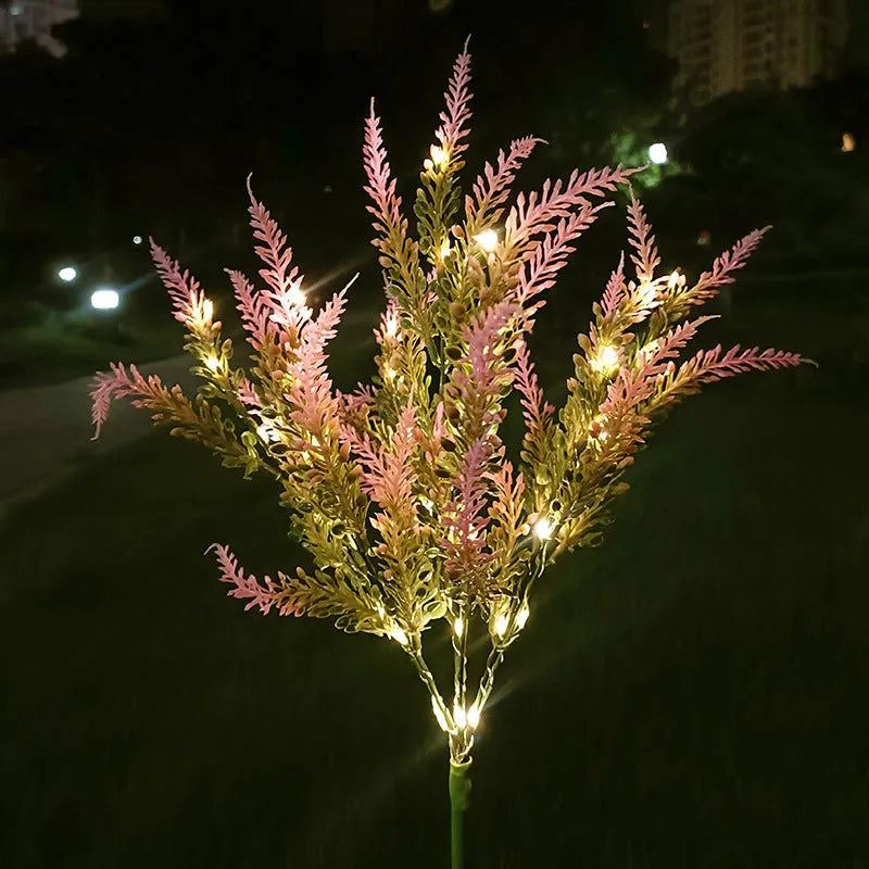 74cm tall solar-powered LED garden light with flower shape and stainless steel stem in a lavender colour