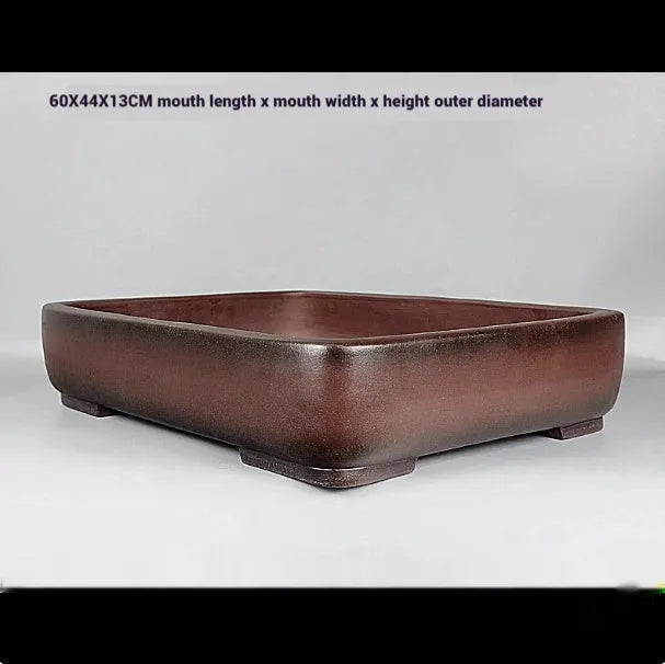 Handmade rectangular antique purple clay flower pot measuring 60x44x13cm