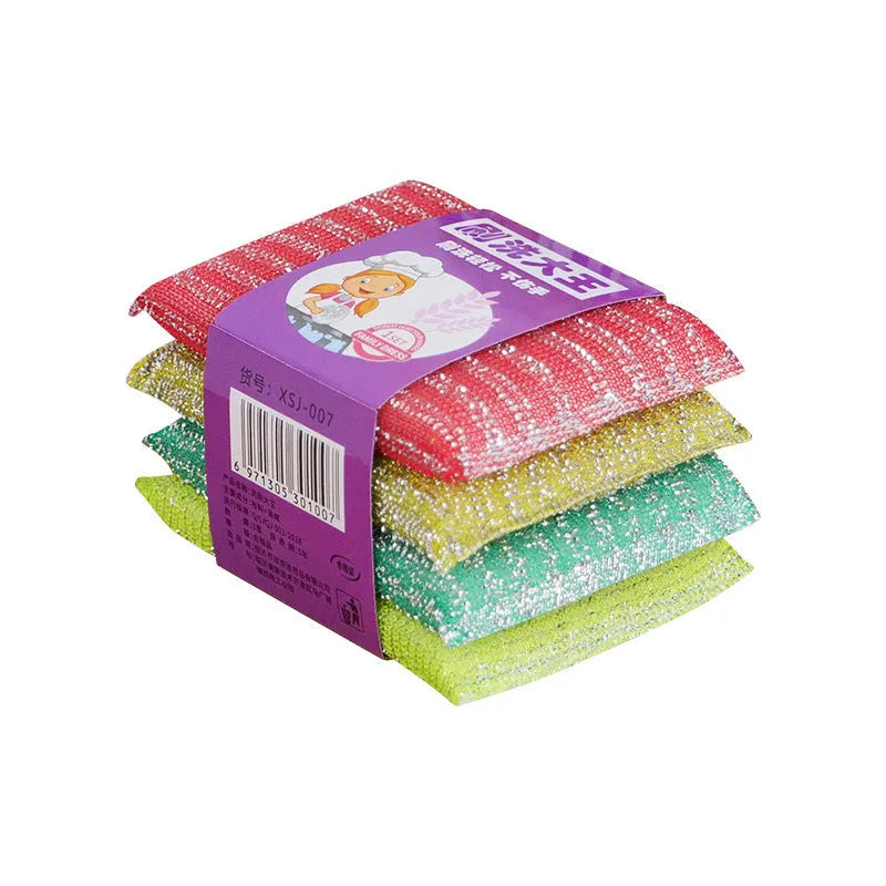 Macaron coloured pinstripe fabric dishwashing sponge mop for wet and dry kitchen cleaning.
