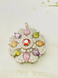 Women's floral zircon pendant necklace in gold, champagne gold or platinum colour with choice of chain