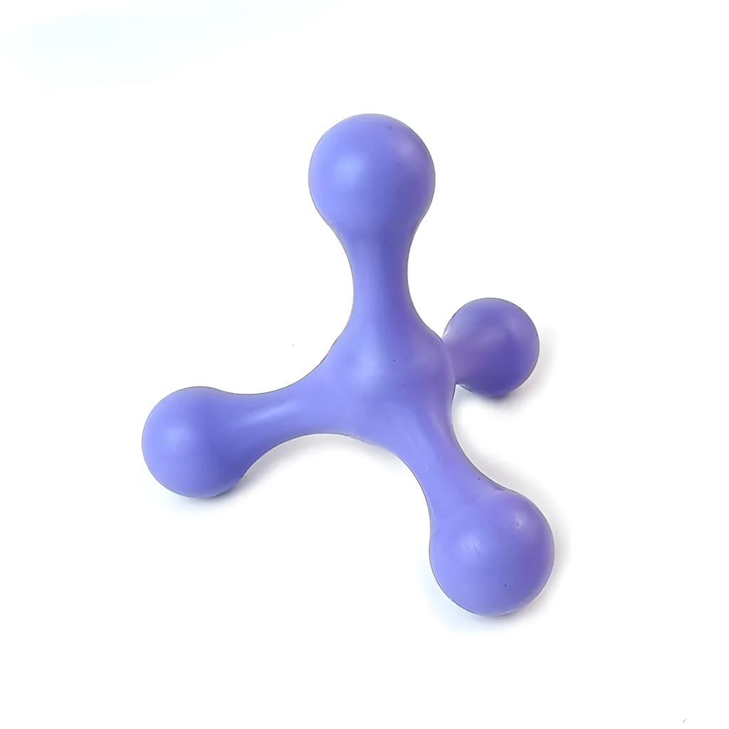 Blue silicone three-legged chew toy for small and medium sized dogs