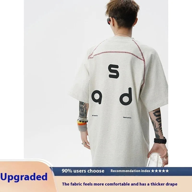 Cotton letter print short-sleeve t-shirt in loose fit with round neck collar in black and white colour options