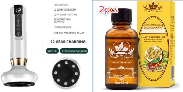 Green electric vacuum cupping massager with adjustable suction and infrared heating functions
