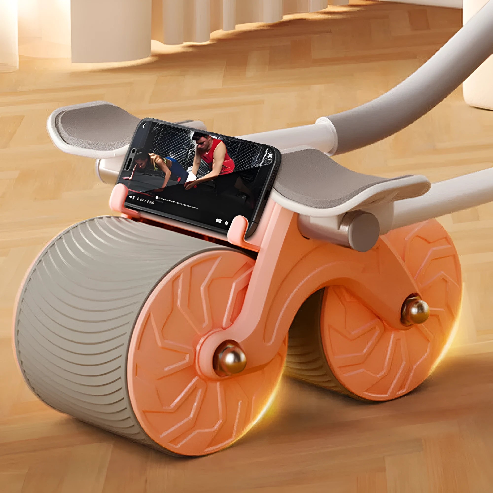 Automatic rebound abdominal wheel with 10cm wide ABS PVC construction beside lock edge NBR yoga mat