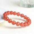 Natural South Red Cherry Red Agate beaded bracelet with polished round stone beads.