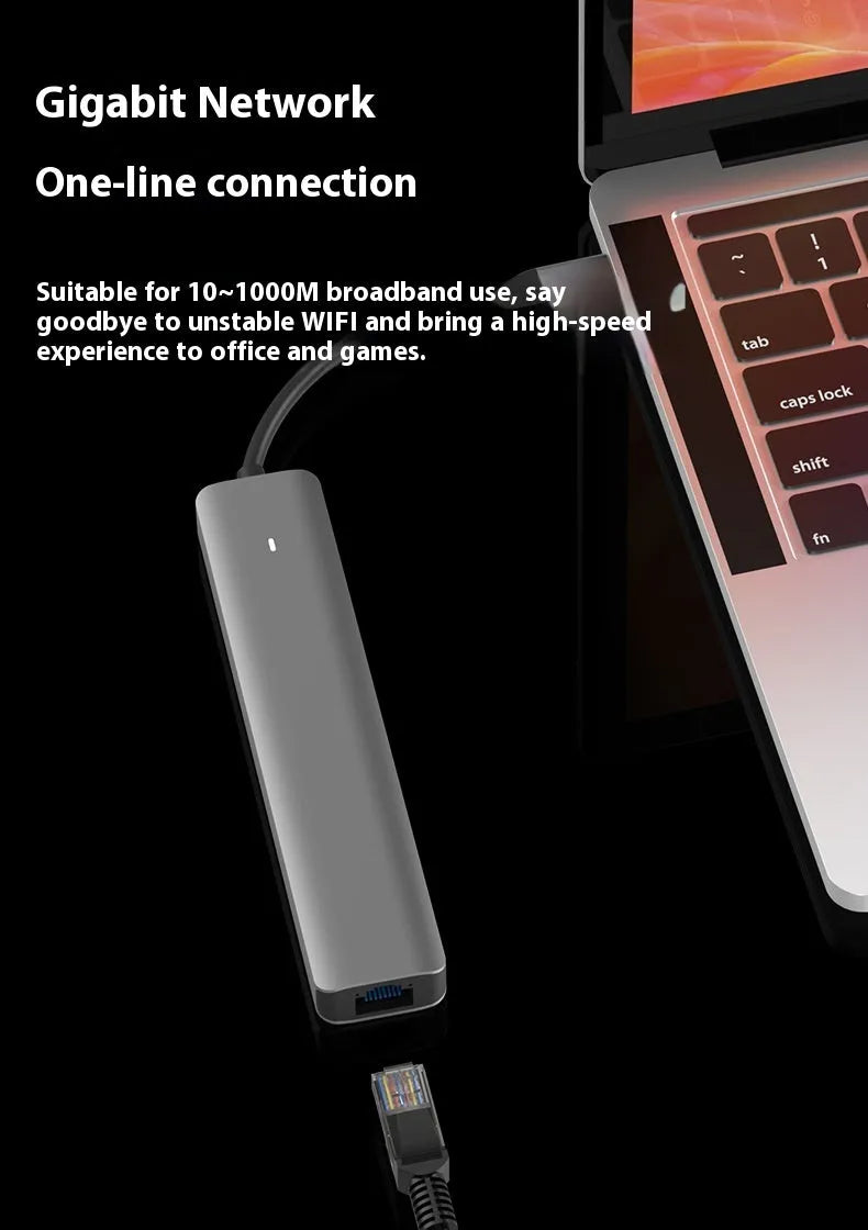 LQT-LH07 7-in-1 USB-C computer hub with card reader slots and HDMI port