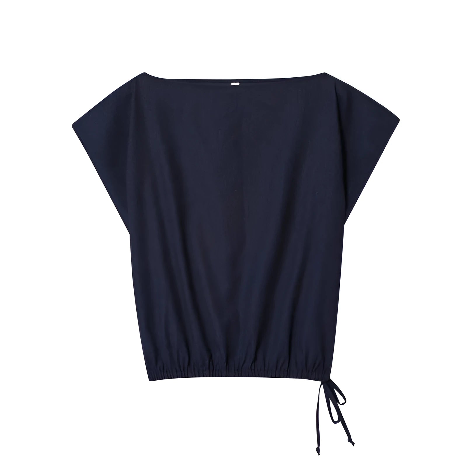 Women's linen blend blouse with flounce sleeves and matching wide-leg trousers coordinated set