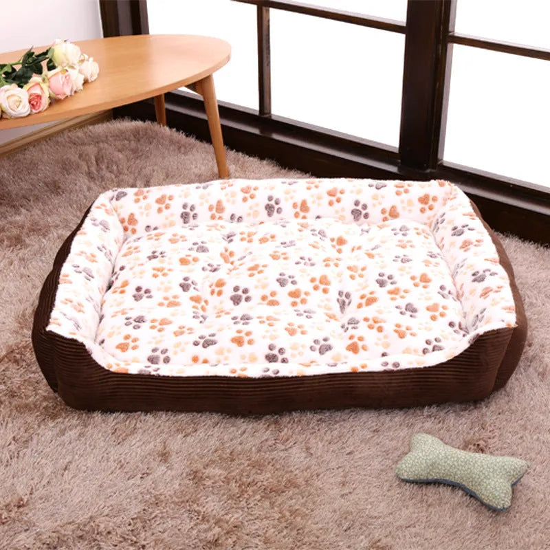 Plush dog bed with bolster sides in beige colour for small dogs