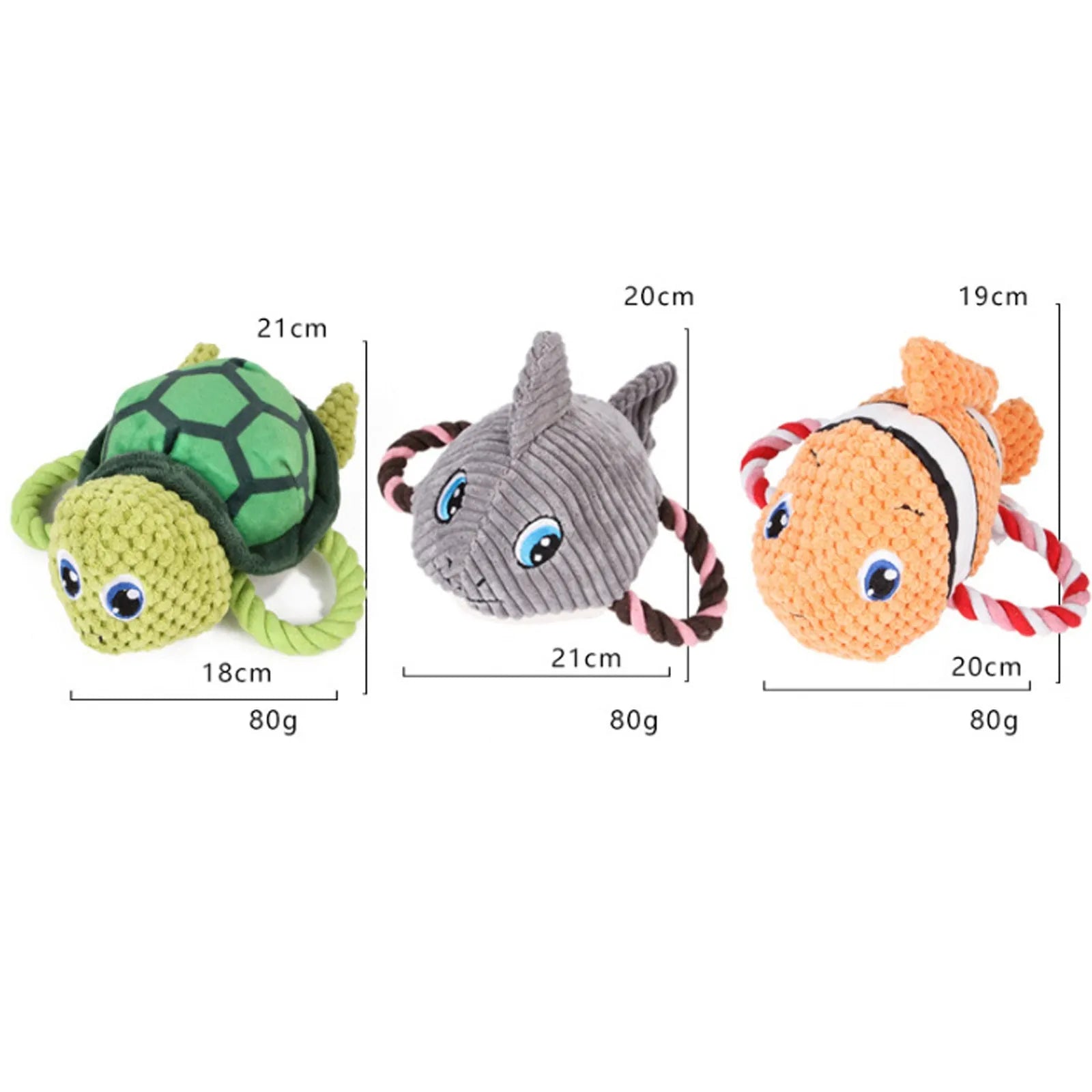 Grey, green, and orange turtle-shaped dog plush toy with a visible textured rope knot centre.
