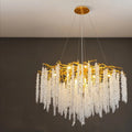 Crystal chandelier with adjustable height and LED lighting in aluminum alloy frame