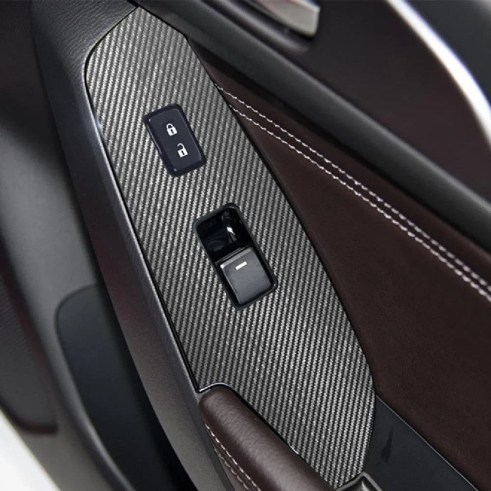 Four TPU protective films for car door control panel glass switches on 2014-2019 vehicles