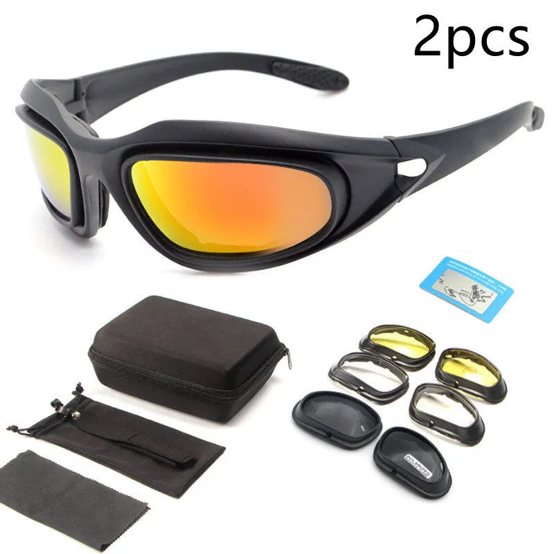 Polarised tactical sunglasses with PC frame for outdoor cycling use in sports style full rim design