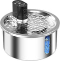 Stainless steel pet water fountain with heating base in black or white colour options