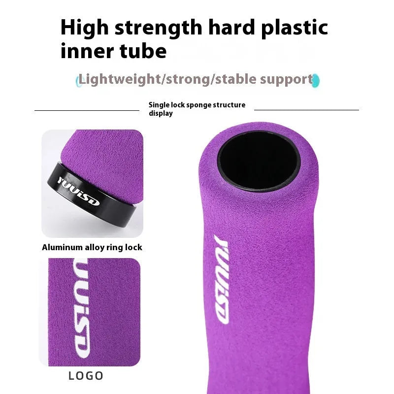 Ultra-light 41g sponge mountain bike handlebar grip covers in black, purple and biange colours