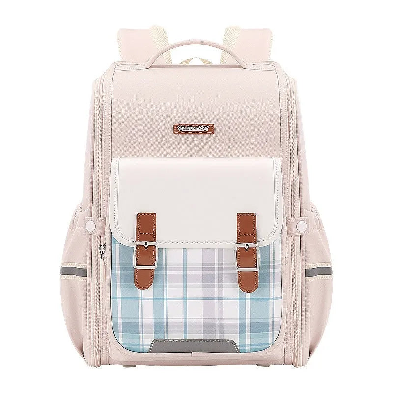Oxford cloth student schoolbag in multiple colour options including beige, green, pink, navy and royal blue variants