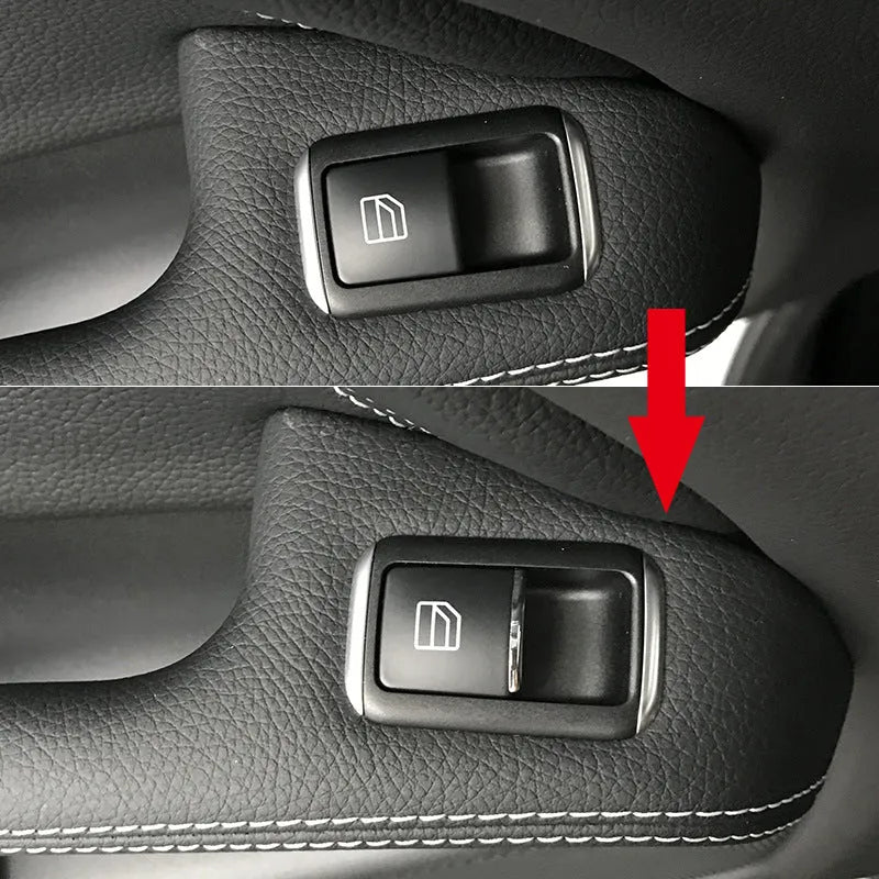 Black window lift button decorative cover with glitter design on ABS plastic for car interior enhancement