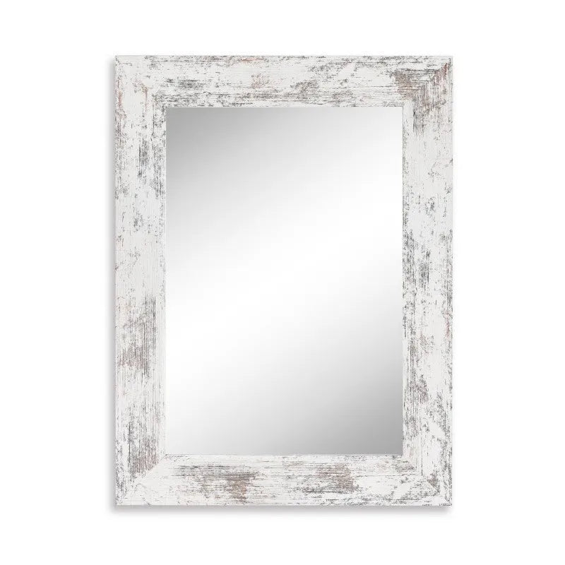 Little White wall-mounted bathroom mirror with pastoral style MDF frame in retro new Chinese design