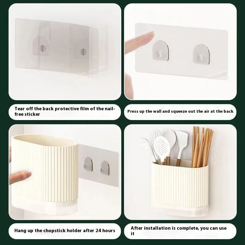 Plastic wall-mounted chopsticks cage kitchen utensil holder in modern style.