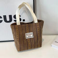 Japanese style corduroy handbag in ivory white, grey or dark brown with large capacity