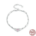 925 sterling silver heart-shaped bracelet with sweet girlish style and BSB152 colour