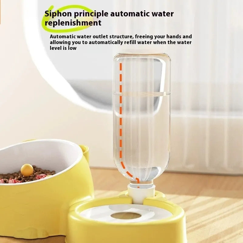 Double bowl automatic drinking pet basin for cats in haze blue colour