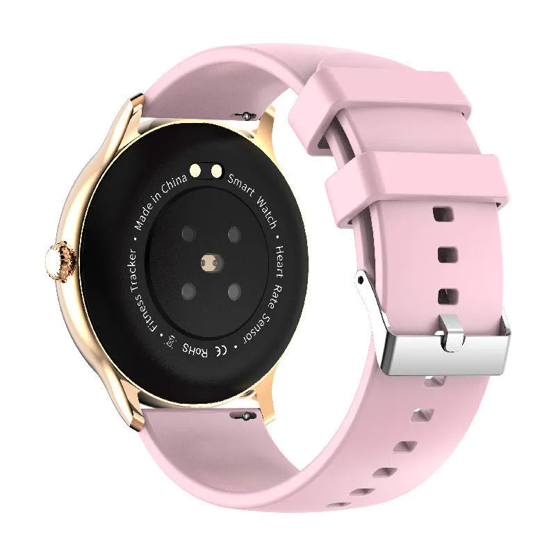 Smart sports watch with circular touchscreen display on a silicone wristband