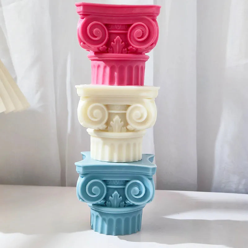 C271 specification Roman pillar silicone mould for candle making and crafting on a white background.
