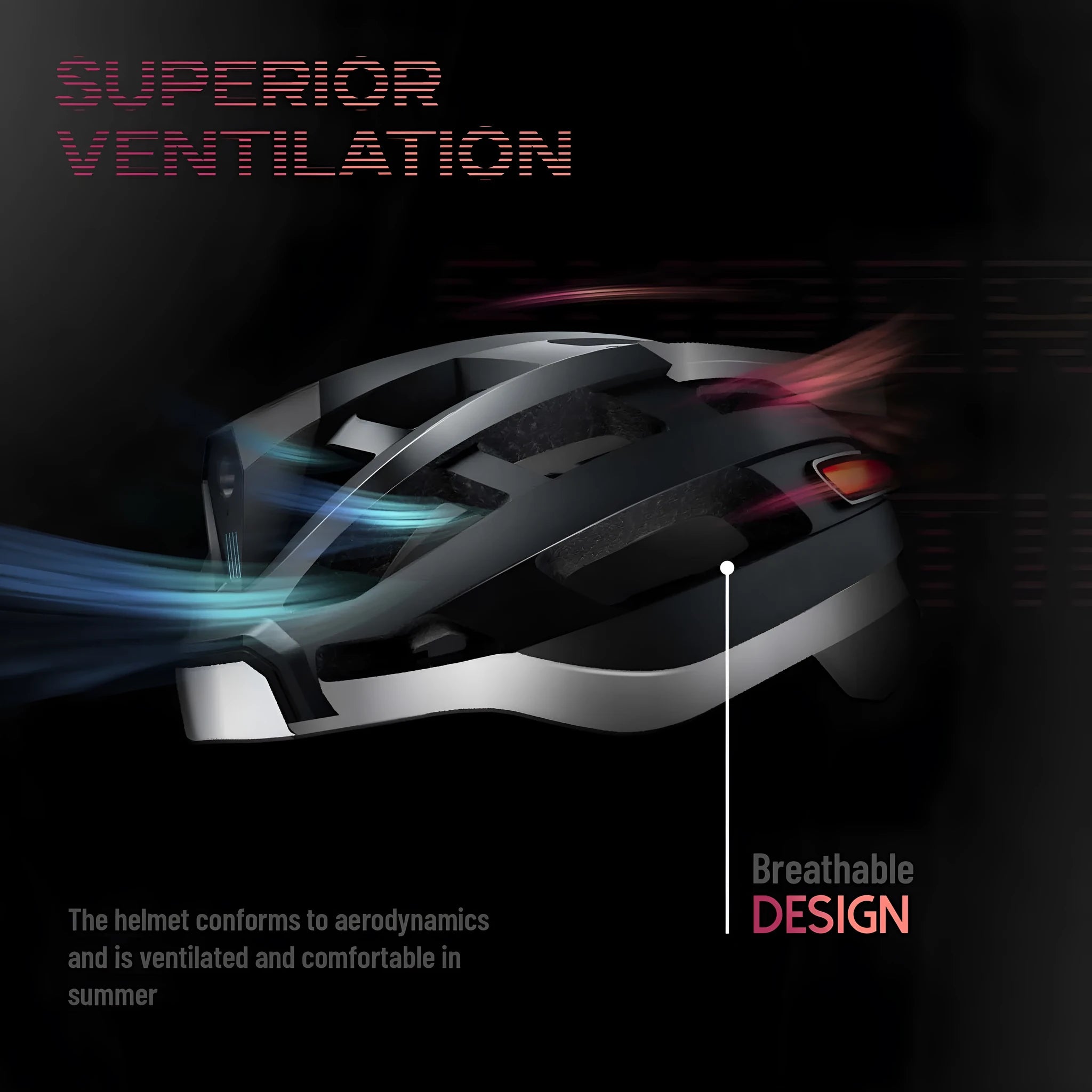 Black and grey smart cycling helmet with integrated LED warning lights on rear and Bluetooth connectivity