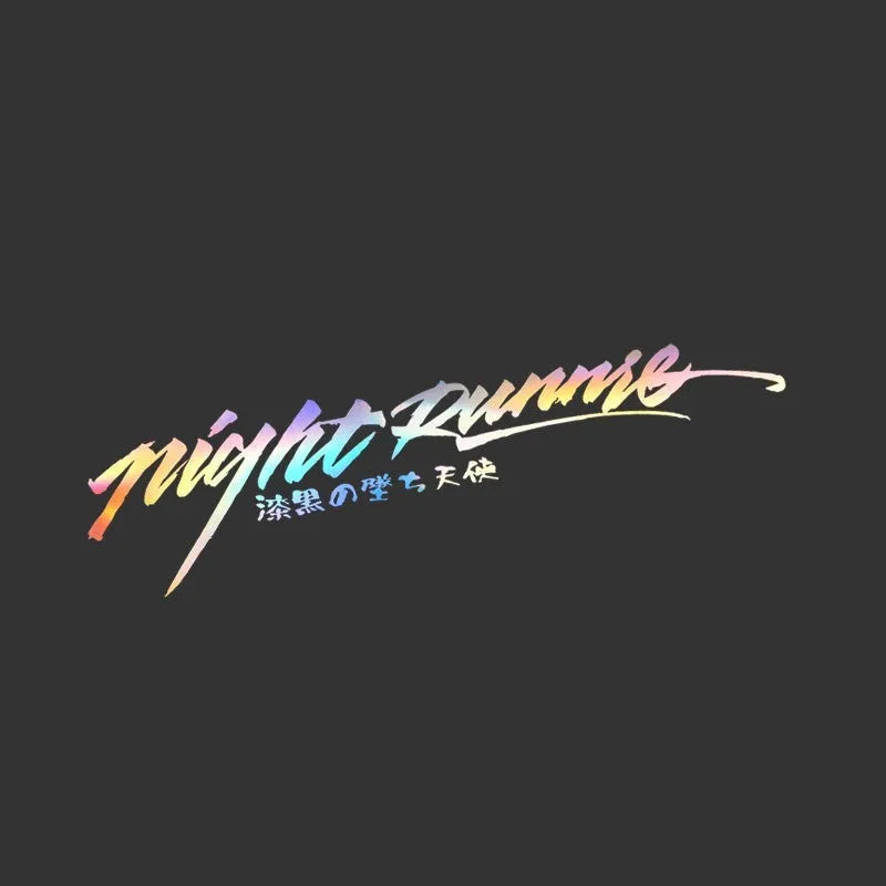 Nightwalker reflective car decal sticker for rear windows shown in black, colourful, and pink colour options.