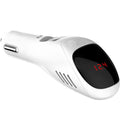 White car USB charger with negative ion air purifier showing compact design for vehicle installation