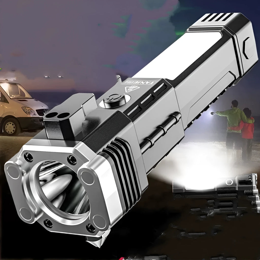 Silver portable power bank LED emergency work light with strong beam for outdoor use