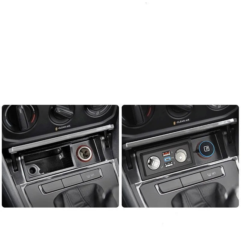 Lavida Pola Weiling compatible car charger with QC3.0 fast charge, showing Android and Apple model options.