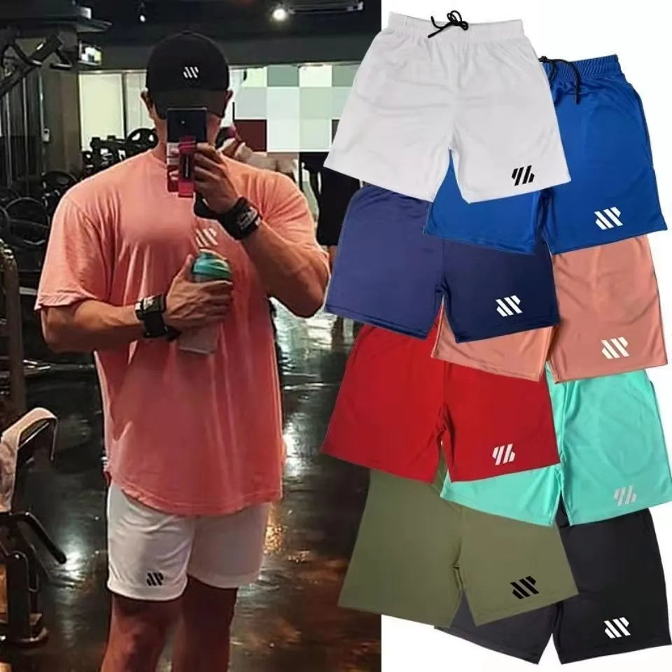 Man's loose-fit metal silk fabric sports shorts in army green colour for running.